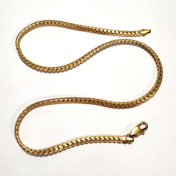 18k Genuine Gold Plated Necklace Cuban Snake Chain Style Birthday Christmas Gift - Picture 4 of 4